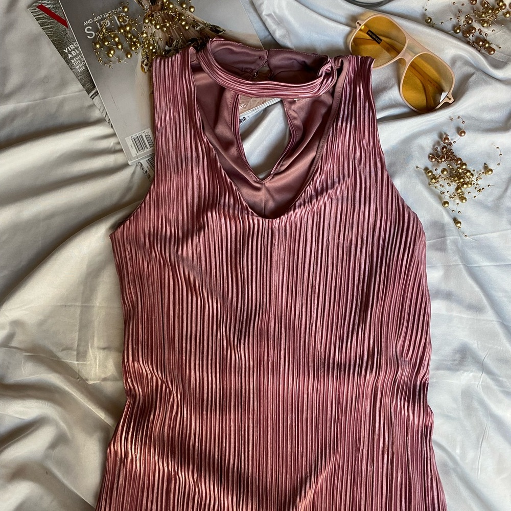 Pink Satin Ruffled Top